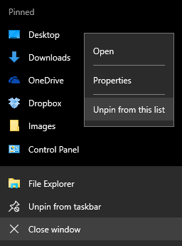 Windows 10 File Explorer Jump File