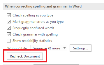 كيفية تدقيق إملائي وتدقيق نحوي في Microsoft Word ms word recheck