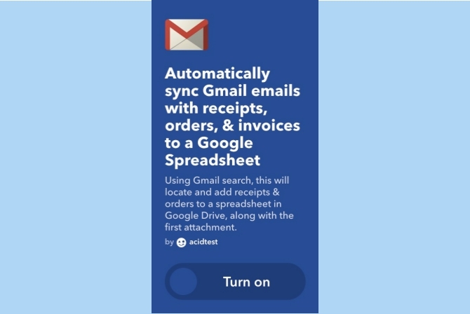ifttt إيصالات جوجل الفواتير أوامر جوجل جداول البيانات