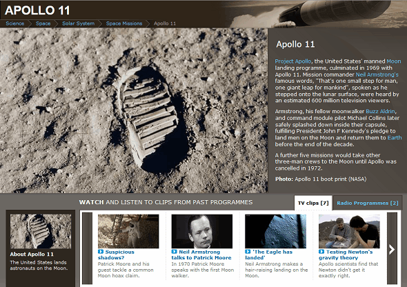 تعرف على نيل أرمسترونج وأبولو 11 Moon Landing On The Web bbc apollo 11