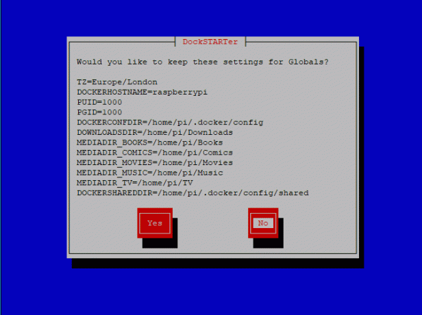 قائمة تكوين Dockstarter Global Server Hostname