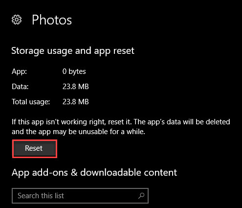إعادة تعيين صور Windows 10