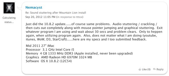 OS X Mountain Lion أبعد ما يكون عن الكمال وهذا هو سبب صوت 1082 xn