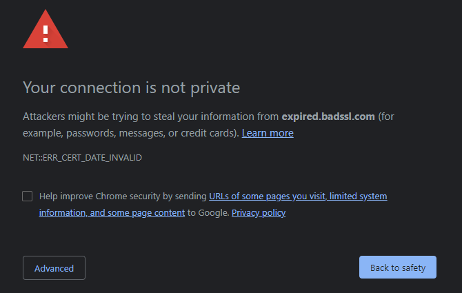 اتصال Chrome ليس خاصًا