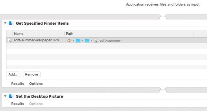 تطبيق Automator لتعيين صورة سطح مكتب معينة على Mac