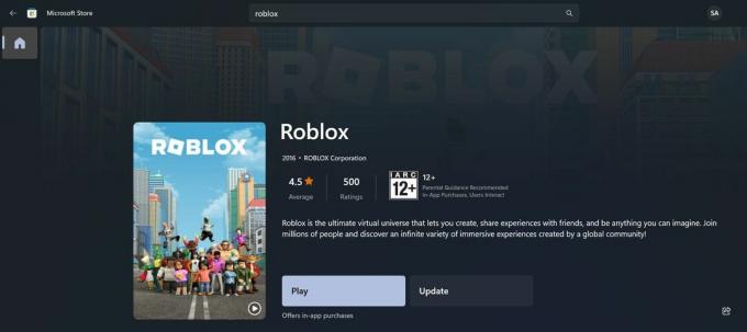 قائمة تطبيقات Roblox Microsoft Store على Windows