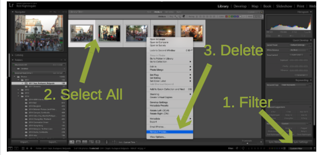 حذف الصور Lightroom