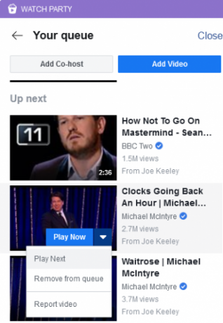 قائمة انتظار Facebook Watch Party