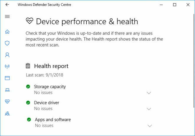 أداء جهاز Windows Defender وصحته