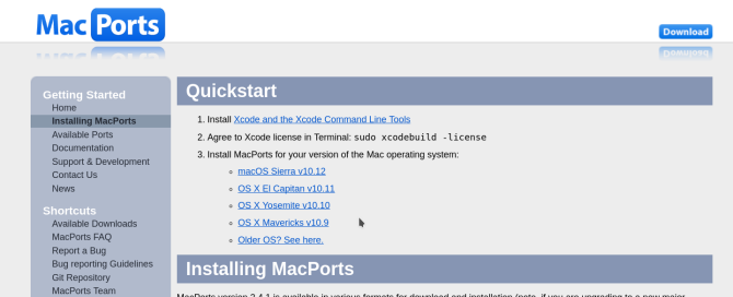 تنزيل التطبيق macports
