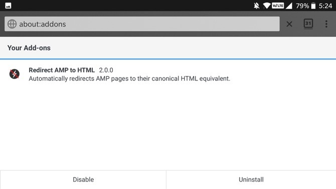 إعادة توجيه AMP إلى HTML Firefox Android