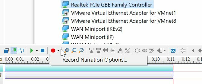 اختيار خيارات السرد في ActivePresenter