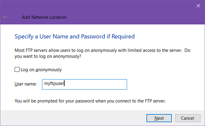 كيفية تحويل مستكشف ملفات Windows إلى اسم مستخدم FTP FTP windows 10 ftp